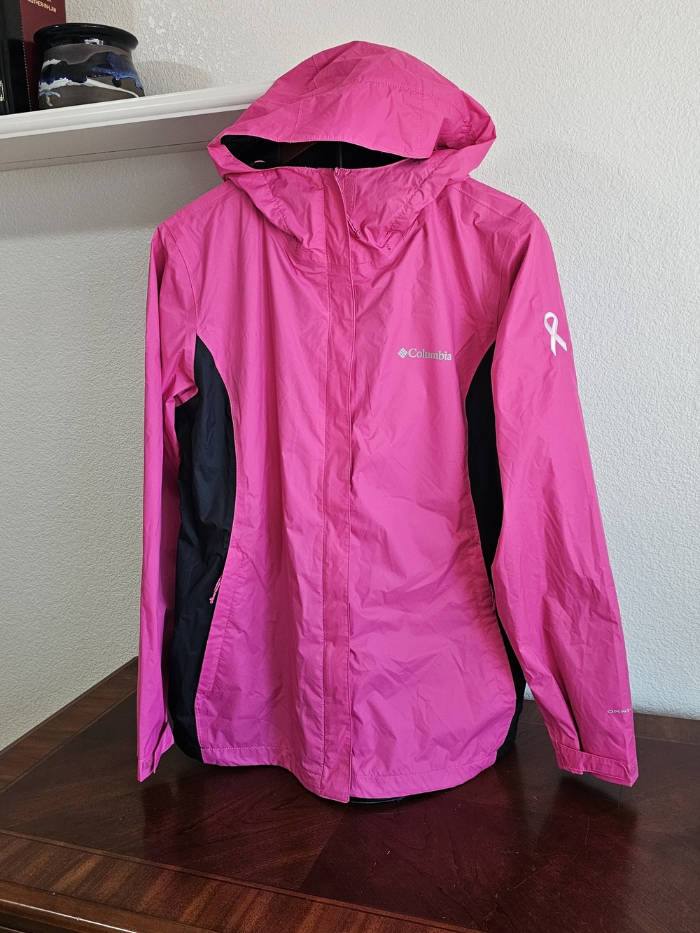 Columbia Women's Omni-Tech Pink Hooded Rain Jacket, Breast Cancer Awareness